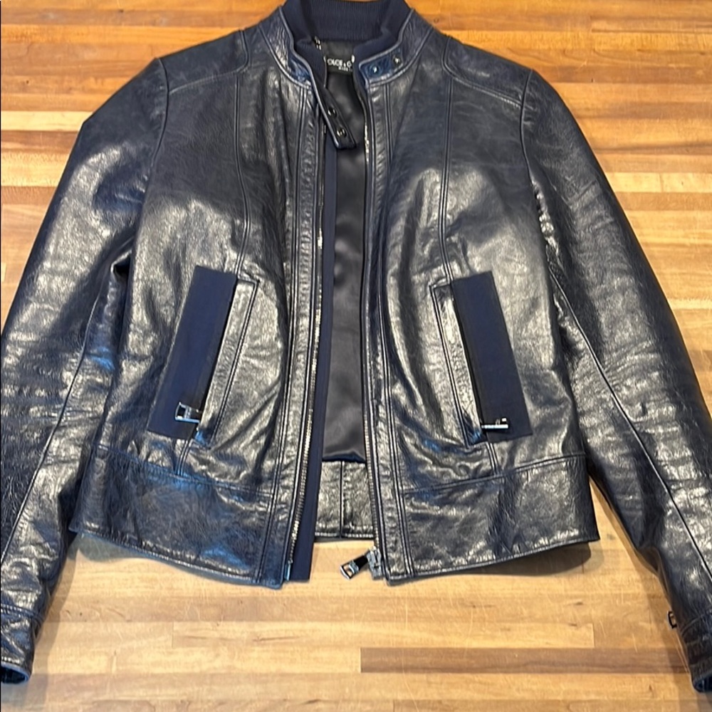 DOLCE & GABBANA Blue Leather Jacket